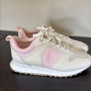 J. McLaughlin Emerson Pink and Cream Leather Sneakers